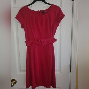 H&M pleated neckline dress, burgundy, size 8